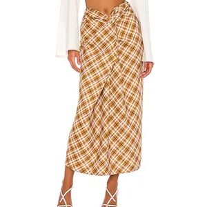 L'Academie | The Avril Midi Skirt in Ochre Multi